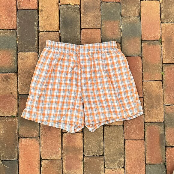 Orange and White Hanes Tagless Plaid Boxers - Picture 3 of 9